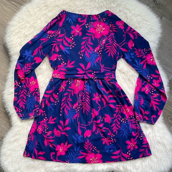 💕 LILLY PULITZER Loralei Skirted Romper Blue Med Never Ending Summer - Picture 3 of 7